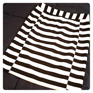 Black and White Striped Pencil Skirt
